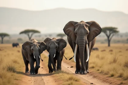 Groupe d'éléphants sauvages dans la savane africaine